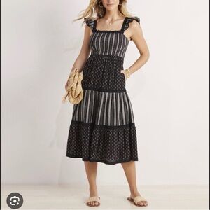 Vineyard Vines XL Sleeveless Black & White Tiered Midi Dress